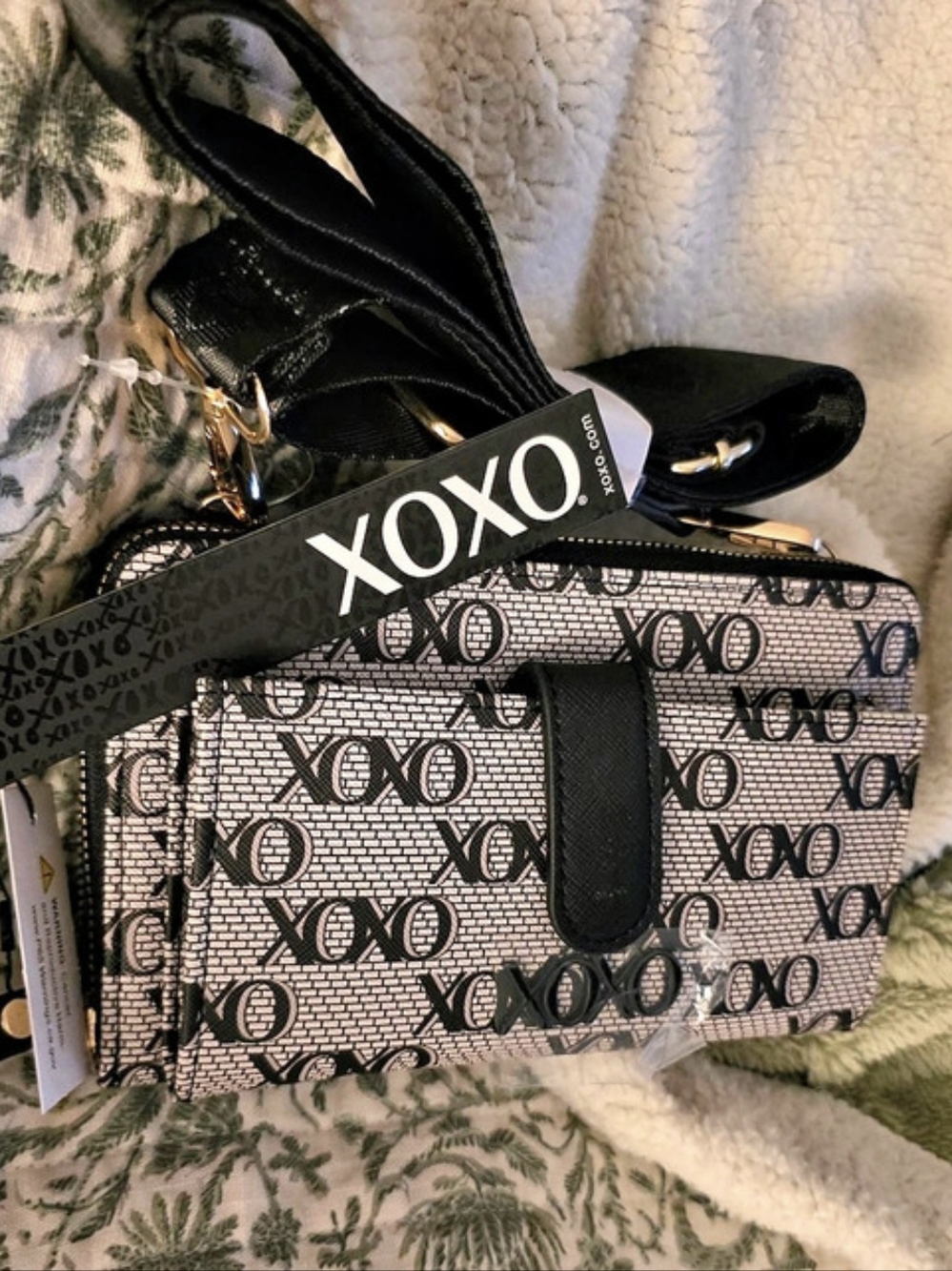 XOXO Crossbody Bag in Black & Gray NWT